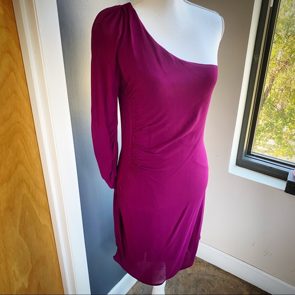 Cynthia Vincent Ruched One Shoulder Cocktail Dress - Picture 2 of 13